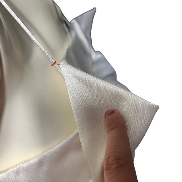 Vintage JCPenney White Satin Peplum Top Rhinestone Bow Size 9 10 - Picture 14 of 16